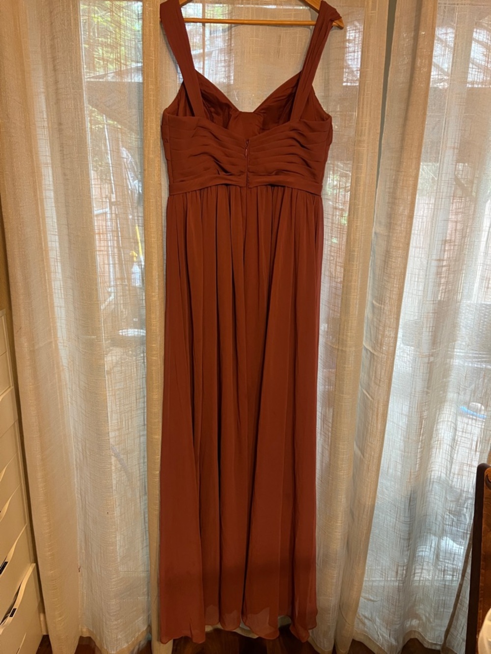 Azazie Rust Brown Wide-Strap Maxi Dress - Picture 5 of 7
